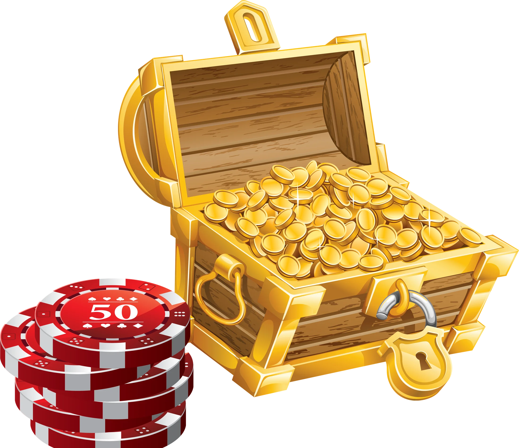 Gold casino chips and coins