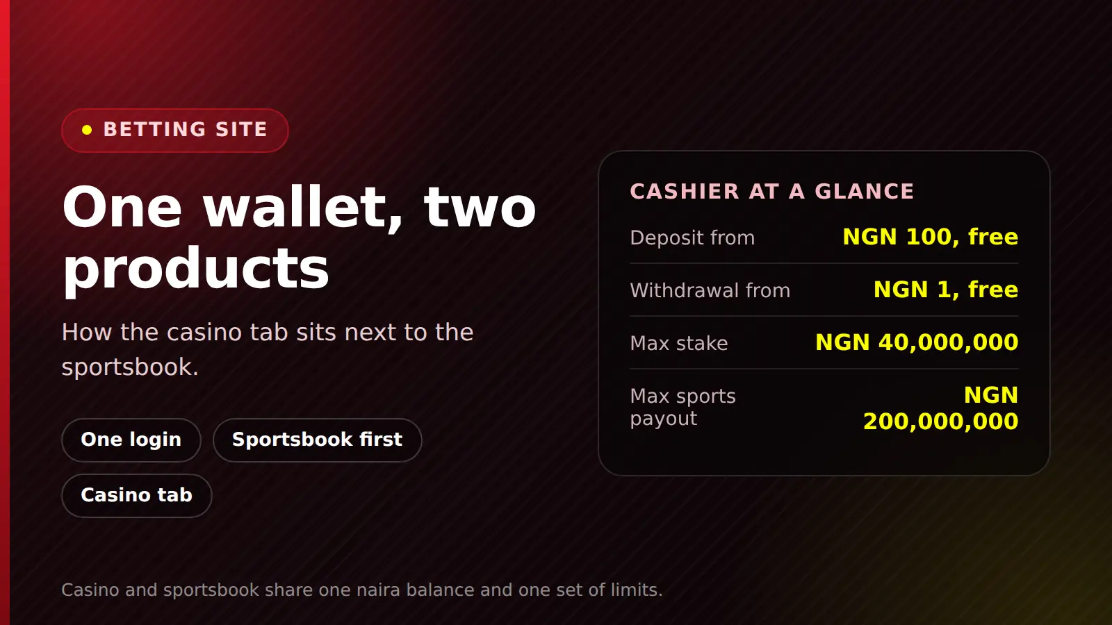 SportyBet sportsbook and casino tabs on a phone in Nigeria